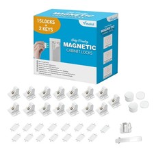 Baby Proofing Magnetic Cabinet Locks - 15 Locks, 2 Keys
