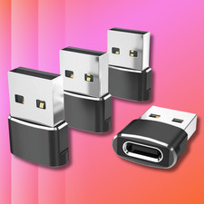 4 PACK USB to USB C Adapter Type-C Female to A Male OTG Converter Car Charger