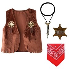 Kids Cowboy Costume - Western Dress Up Outfit for 8-9T Height 49.21" - 53.54"