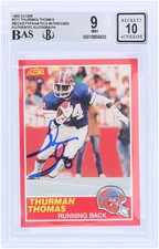 Thurman Thomas Buffalo Bills Signed 1989 Score #211 Beckett 9/10 Rookie Card