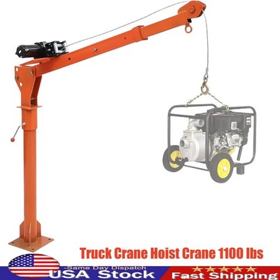 1100 Lbs Truck Hoist Crane Folding Truck Mounted W/Electric Winch 3500Lbs Pickup