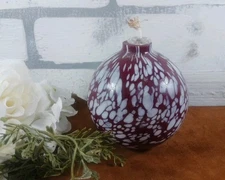 Pottery Barn Blown Glass Ball Confetti Oil Candle Burgundy Red Christmas All Dec