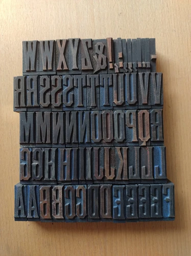 Wooden Letterpress Printing Blocks 3.4cm High Complete Alphabet 