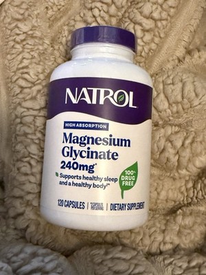 Natrol Magnesium Glycinate 240 mg High Absorption 120 CAPSULES / 2 month Supply