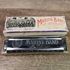 Vintage M Hohner Marine Band Harmonica 1896 w/ Box Germany