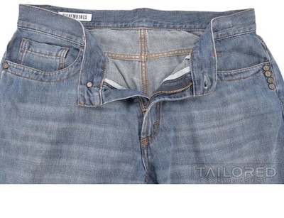 BIKKEMBERGS Solid Blue Denim Cotton Linen Regular Fit Mens Pants Jeans - 34
