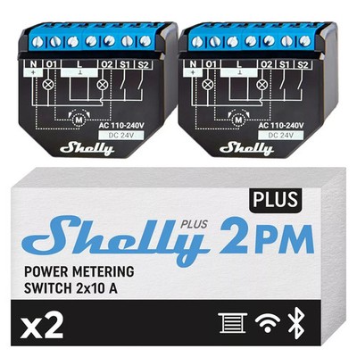 Shelly Plus 2PM | Wlan & Bluetooth 2 Kanäle Smart Relais Schalterv Smart Control
