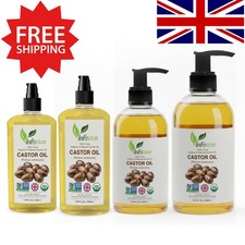 Organic Castor Oil Cold Pressed 100% Pure Natural Hair Growth Eyelashes Skin UK