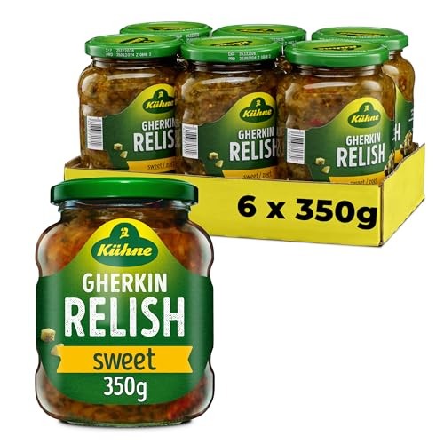 Kuhne Gherkin Sweet Pickle Relish 350 g (Pack of 6)  Assorted flavors 