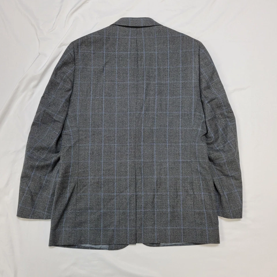 Abrigo Blazer Deportivo Brooks Brothers FITZGERALD Hombre 42 S Gris Azul CHECK Lana Reda Foto 3 de 4