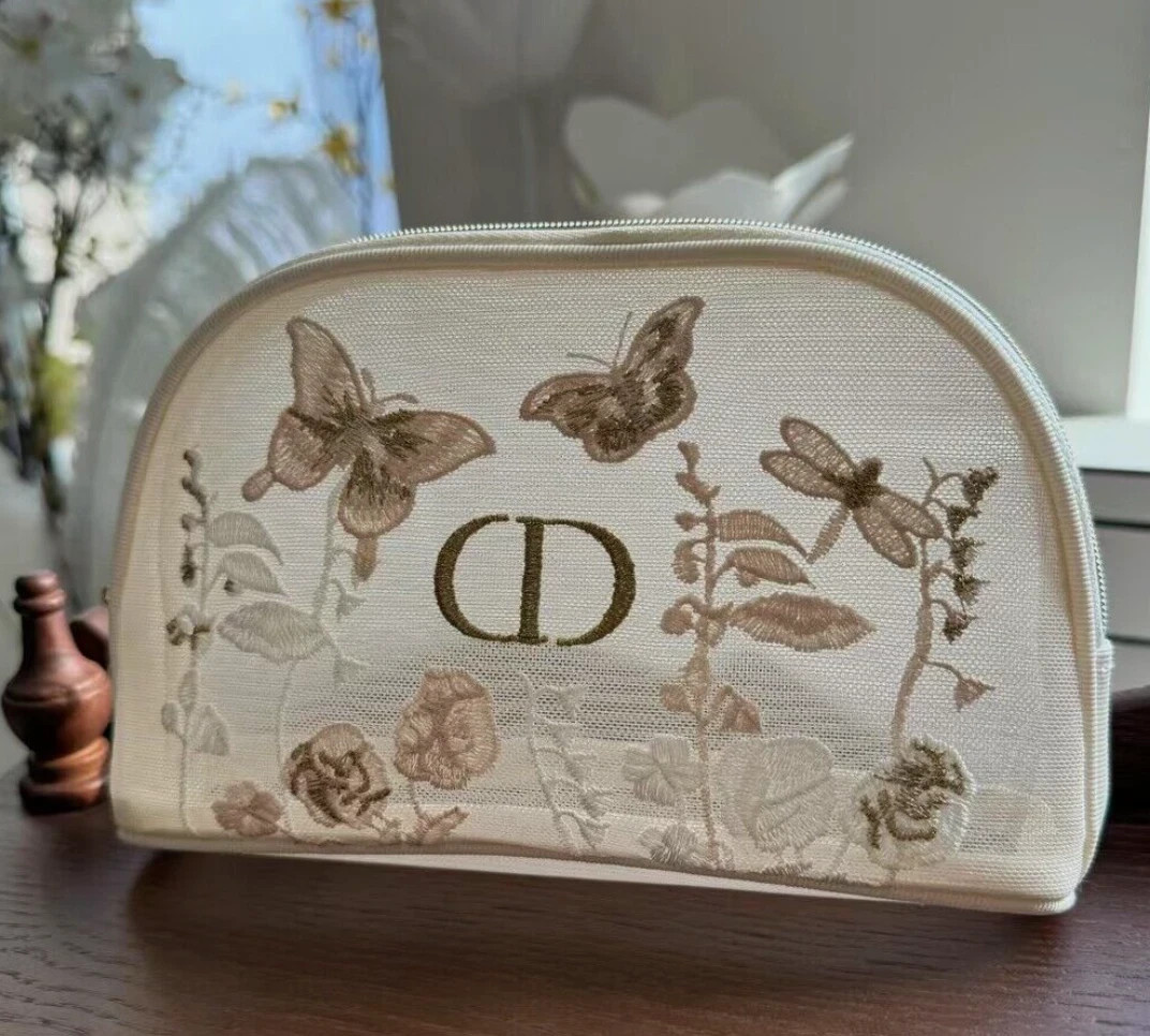 DIOR New Beauty Pouch Embroidered Butterflies and Dragonflies