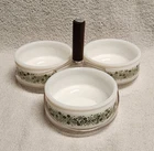 Vintage Gemco Pyrex Crazy Daisy Spring Blossom 3 Glass Bowls Condiment Caddy