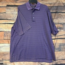 Ben Hogan Men's Large Performance Golf Polo Shirt Purple Striped Short Sleeve