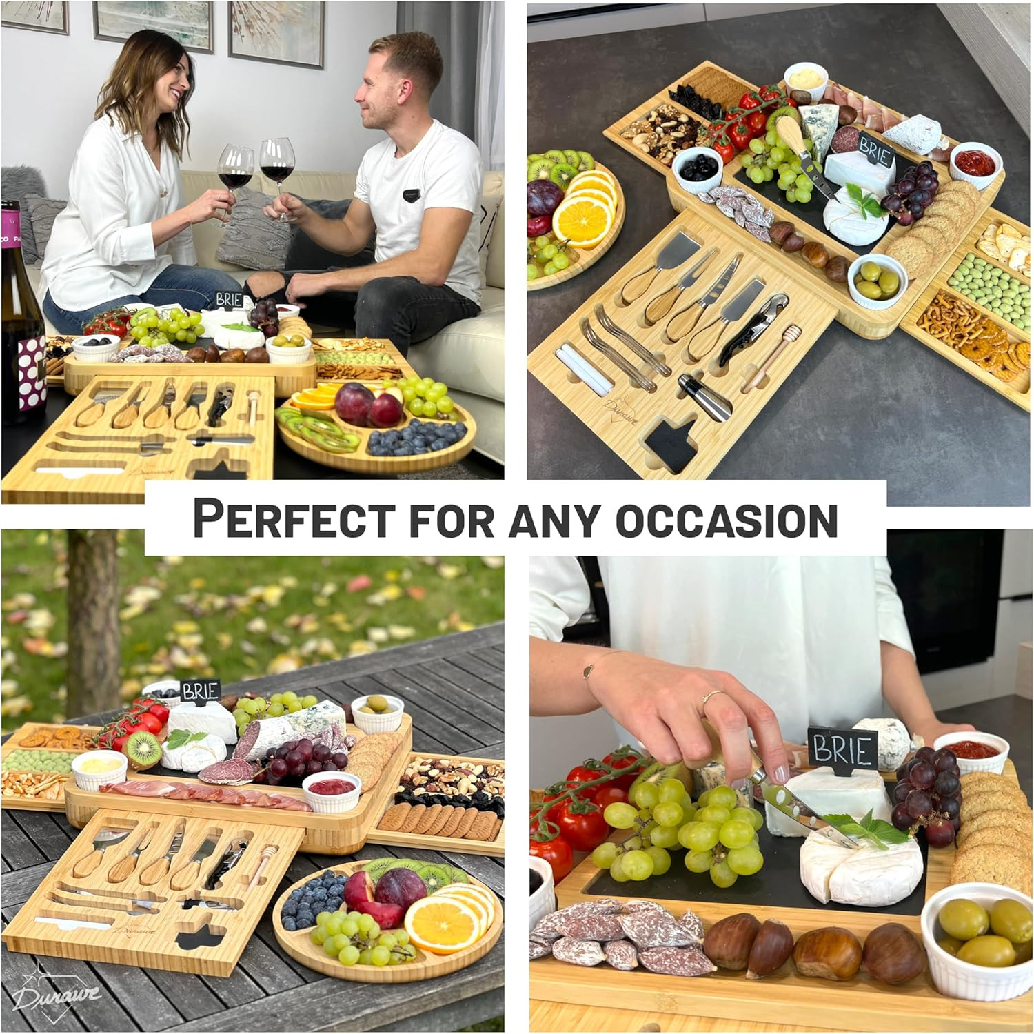 Set Tagliere Formaggi e Salumi Bambù Design | 13 Pezzi Accessori - 4