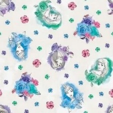 Disney Princesses White Flowers Cotton Curtain
