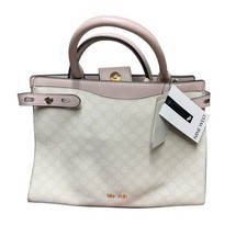 NWT Nine West Prudence NGL540706 Leather Satchel Handbag White Pink