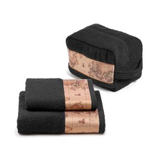 Beauty Case e Coppia Asciugamani 1+1 Geo Classic Alviero Martini 1ª CLASSE Nero