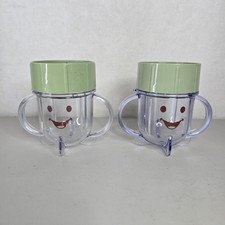 Lot Of 2 Baby Bullet Short Cups With Milling Blade Lids Replacements