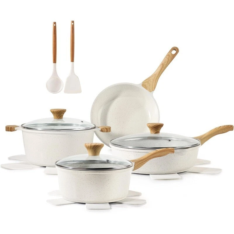 Nonstick Ceramic Cookware Set 13-Piece Healthy Pots and Pans Set Kitchen Cooking