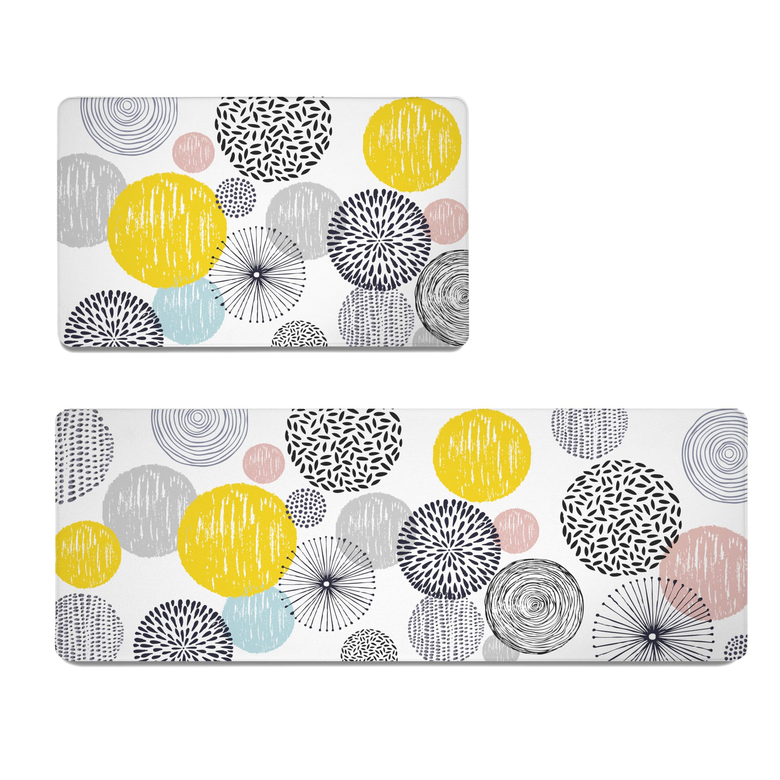 Sunflower Kitchen Rug Set Vintage Floral Farmhouse Anti-Fatigue Yellow Decor