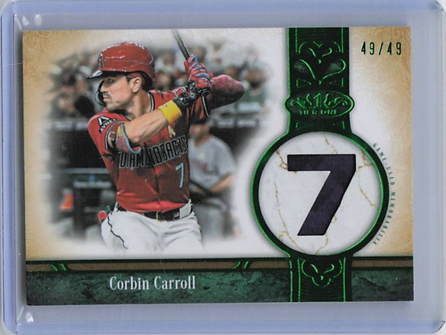 2026 Topps Tier One Corbin Carroll Jersey Number Relics Green /49 bookend