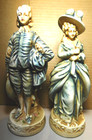 Unbranded~Vtg. 1940's New Art Wares Chalkware Victorian Man And Woman Figurines.