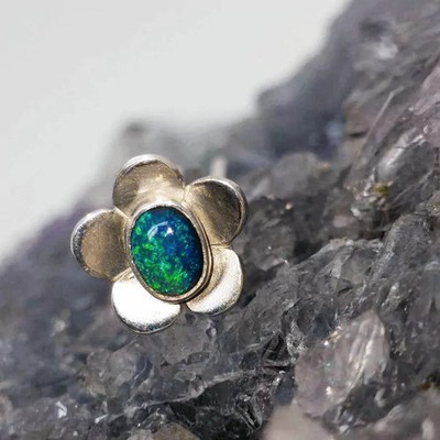 Velavie Lightning Ridge Black Opal S925 Silver Handmade