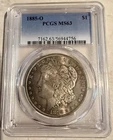 1885-O Morgan Silver Dollar $1 PCGS MS63 - Gold Toned On Reverse.