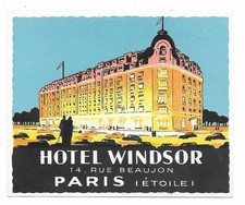 Authentic Vintage Luggage Label ~ HOTEL WINDSOR ~ Paris, France