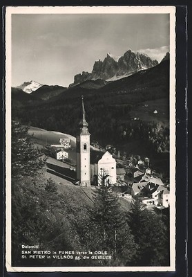 Ansichtskarte San Pietro in Funes, Panorama verso le Odle 