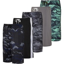Real Essentials 5-Pack Boys Dry-Fit Active Athletic Performance Basketball Short