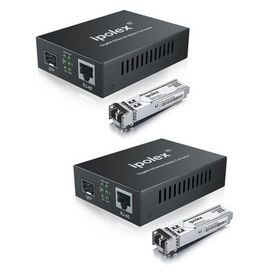 Gigabit LC Fiber Ethernet Media Converter SFP 1.25G 10/100/1000BaseTX 2 PCS