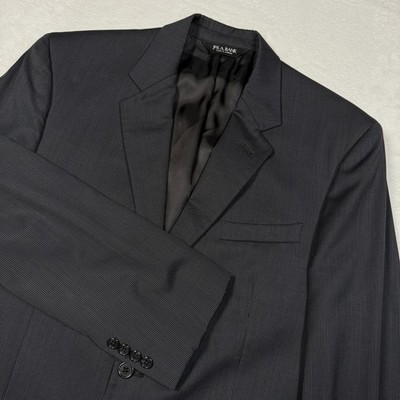 Jos A Bank Signature Jacket Mens 42R Black Narrow Stripe Wool Blazer Two Button