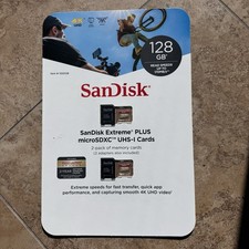 ScanDisk Plus Micro SDXC UHS-1 Cards 2 Pack 2 Adapters NIB 128 GB