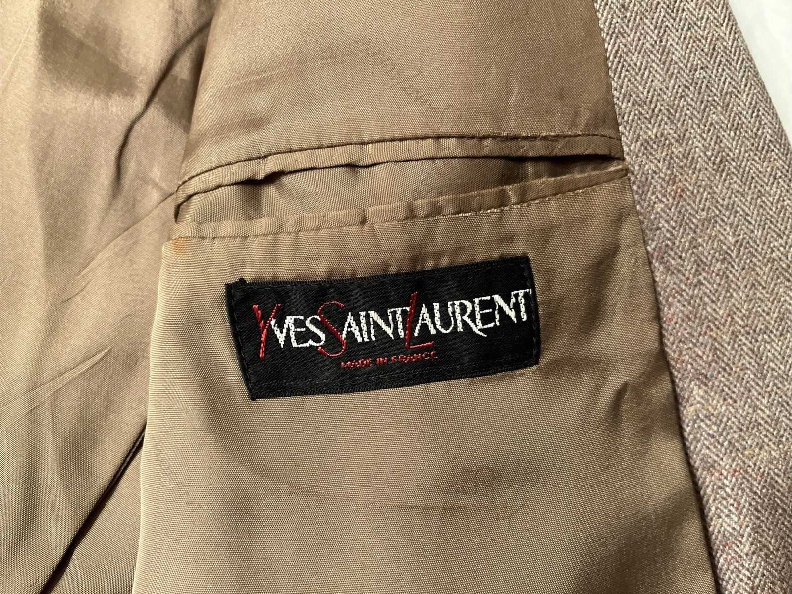 Giacca blazer vintage Yves Saint Laurent FRANCE MADE 42 LANA SPINA DI PESCE cappotto sportivo