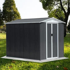 6x9 FT Metal Outdoor Storage Shed Steel Garden Shed with Apex Roof Waterproof
