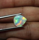 3.1 Ct Real AAA Flashy Multi Fire White Pear Faceted Ethiopian Opal 12.4x11.2 MM