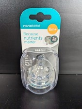2-Pack NANOBEBE 6m Extra Soft Clear Silicone Nipples Fast Flow NEW SEALED