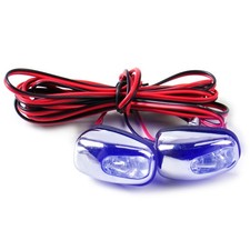 New 2x Universal Chrome Windshield Washer Jet Spray Nozzle Wiper With Blue Led