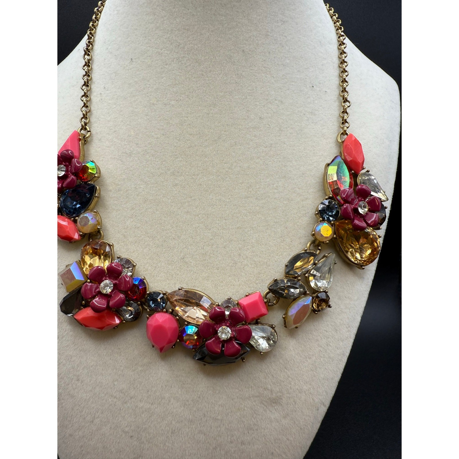 J Crew Signed Rosette Statement Necklace - image 3