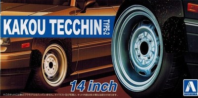 Aoshima # 77 Wheels 54680 - Kakou Tecchin Type 2 - 14 Zoll Felgen & Reifen 1:24
