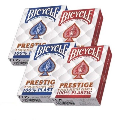 4 Decks Bicycle Prestige 100% Kunststoff Poker Spielkarten Jumbo 2 Rot 2 Blau NE