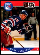 1990 Mark Janssens Rookie Pro Set HOCKEY #199 New York Rangers