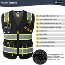 Hi Vis Reflective Safety Vests for Men Women High Visibility Vest with Pocket...