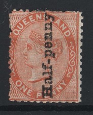 Queensland 1880 &frac12;d on 1d die 2 sg151a short perfs at top otherwise f mint