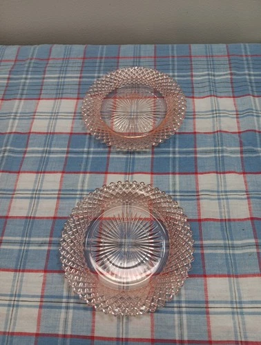 Vintage Miss America Anchor Hocking Pink Depression Glass Saucer Lot 2  5.75”
