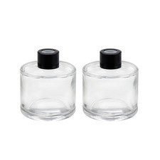 2 Pcs 50ml/1.7oz Clear Round Empty Glass Diffuser Bottles Jars Containers Fra...