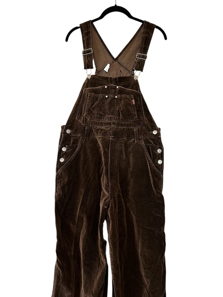 Jordache Vintage 90s Y2K Carpenter Overalls Chocolate Brown Velvet Fall Size Med - Image 2 of 4