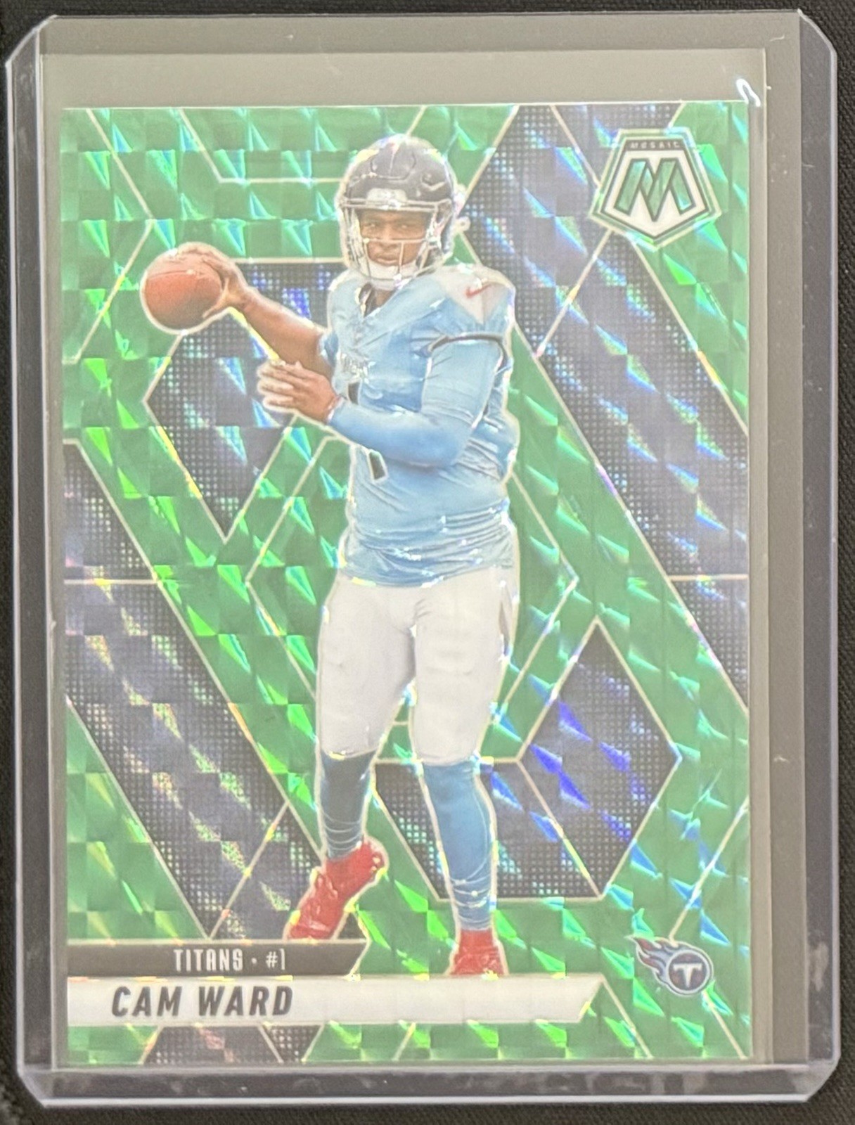 2025 Panini Mosaic # 382 Cam Ward (RC) Green Prizm