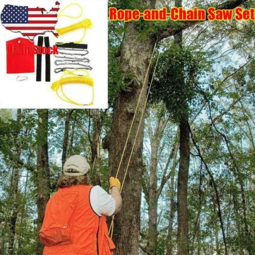 US-High Reach Limb Rope Chain Saw 48"Branch Tree Cutter Trimmer Manganese Steel - Zdjęcie 1 z 12